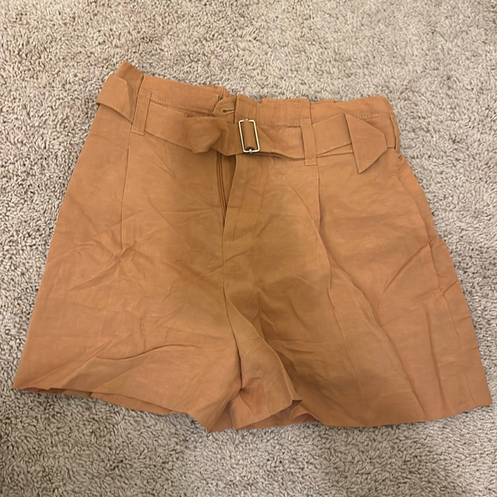 Club Monaco orange linen shorts with belt size 0